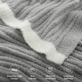 thumbnail image 4 of Snuggle Sac Reversible Ribbed Throw Blanket Fuzzy Knit Blanket for All Season, Gray, 50*60", 4 of 5