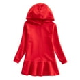 thumbnail image 1 of Tranfacy Longues Robe à Manches pour Filles, Robe à Capuche pour Filles, Mode pour Tout-Petits Filles Robe Côtelée Tissée Unie Manches Longues Tricot Détaillé, 1 of 2