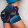 thumbnail image 4 of Rateoe Punk Style Blue Haired Skull Printed Power Workout Shorts for Women Tummy Control Squat Proof Ribbed Thick Seamless Scrunch Active Short-Large, 4 of 8