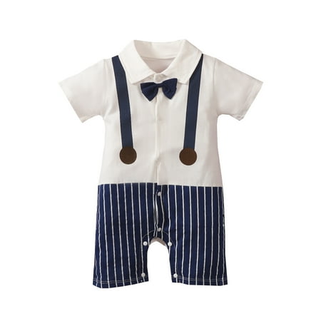

TAIAOJING Baby Romper Jumpsuit Boys Clothes Striped Gentleman Bow Tie Jumpsuits Boys &Jumpsuit Outfit 0-3 Months