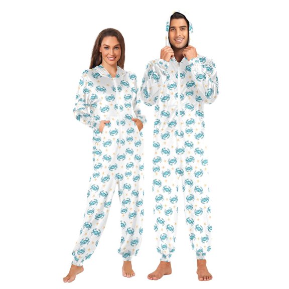 joogoo Crabs Starfish Unisex Adults Onesies Pajamas Jumpsuits L