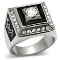thumbnail image 1 of Men High Polished Stainless Steel Ring with AAA Grade CZ in Clear - Size 13, 1 of 1