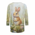 thumbnail image 4 of Alun Easter T Shirts for Women 2026 Funny Cute Bunny Egg Printed Graphic Tees Spring Summer Soft Comfort Casual 3/4 Sleeve Tops Happy Easter T-Shirt Festival Outfits 11-Khaki XL, 4 of 5