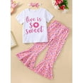 thumbnail image 2 of Toddler Baby Girls Birthday Outfits Sweet Three/Four/Fiove Sweet Romper Shirts Doughnut Flared Pants Headband Set, 2 of 7