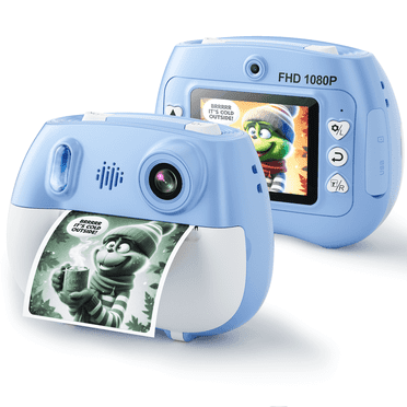 Losei Instant Camera, Front Rear Dual Selfie Kids Camera with 1080P HD Videos,2 Rolls Print Paper & 32G Card, Holiday Birthday Gifts for Kids Age 3-12（Blue）