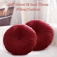 thumbnail image 3 of Velvet 18-Inch Round Throw Pillow for Home Decorative Couch, Red (Set of 2), 3 of 6