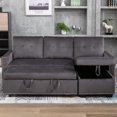thumbnail image 5 of Resenkos Velvet Fabric 77" Pull-Out Sleeper Sofa Bed with Storage Chaise, 3-Seat L-Shaped Sectional Sofa Couch for Living Room/Small Space, Dark Grey, 5 of 6