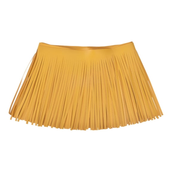 Uxcell 1 Yard 10 Inch Faux Leather Fringe Trim Tassel Fringe for Sewing, Yellow