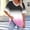 White, variant on BRGZLK Plus Size Women Tops Summer Ombre V Neck Short Sleeve Stripe Tees Trendy 2026 Casual Loose Fit Basic Pollover T-Shirt Hot Pink 3XL