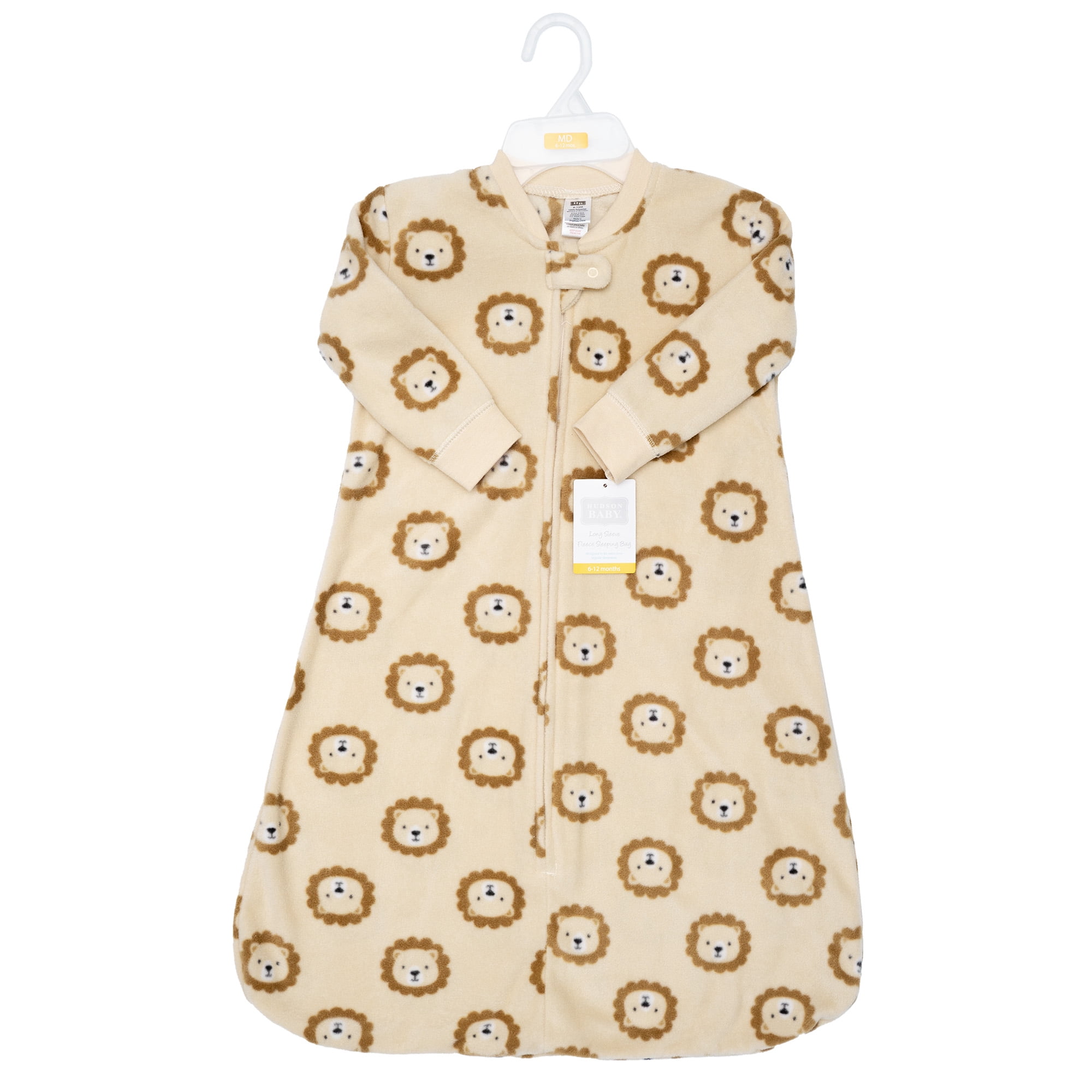 Hudson Baby Infant Boys Long-Sleeve Fleece Sleeping Bag, Tan Brave Lion, 0-6 Months