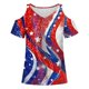 thumbnail image 4 of Fiudx Ofertas Flash Del Día Blusas de Cuello Redondo de Manga Corta con Estampado Informal a La Moda para Mujer, 4 of 4