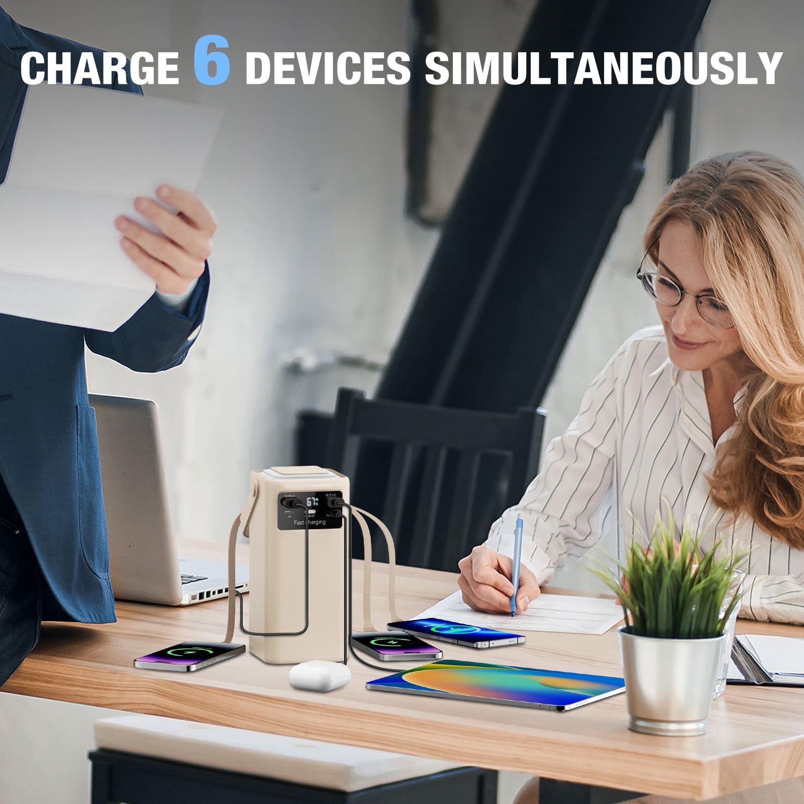 PGYOB Portable Charger Power Bank 27000mAh, 22.5W PD & QC3.0 Fast Charging with Built-in Cables, LED Light for Camping,Home Backup, Emergency Power,Travel