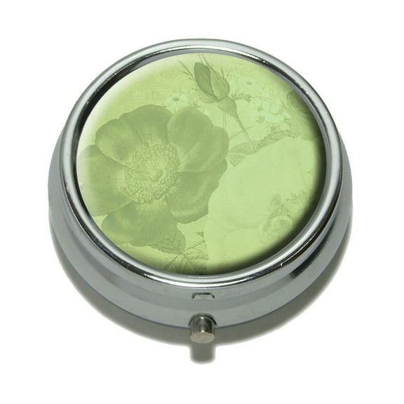 Vintage Floral Green Pill Box