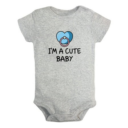 

I m A Cute Baby Funny Rompers For Babies Newborn Baby Unisex Bodysuits Infant Jumpsuits Toddler 0-24 Months Kids One-Piece Oufits (Gray 18-24 Months)