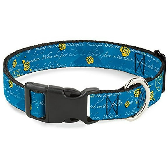 Buckle-Down Beauty & The Beast Story Script Disney Breakaway Plastic Clip Collar, Narrow-Large