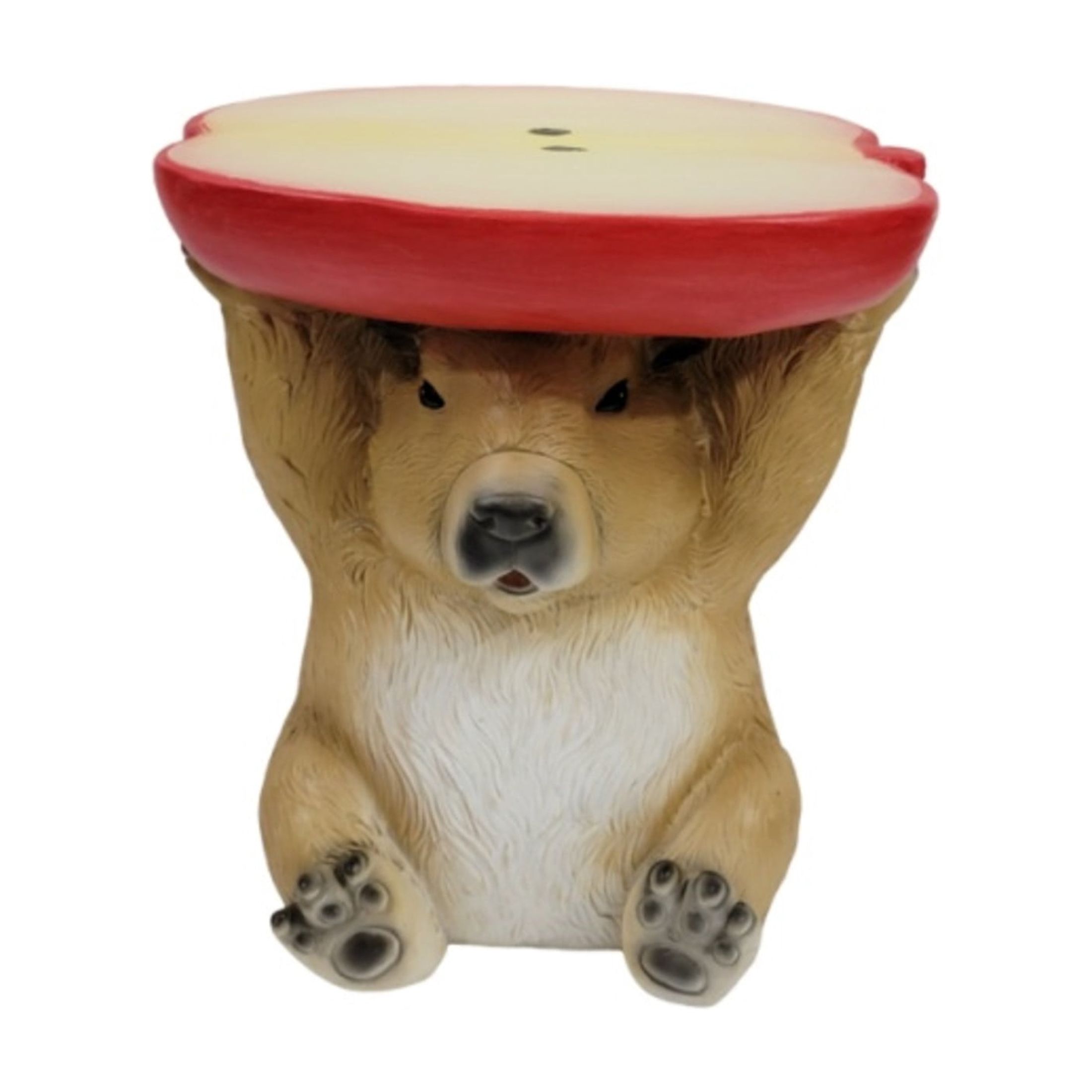 Noble House Capybara Apple Stool, Cute Animal Side Table Decor, Outdoor Creative Figurine Seat for Patio, Garden, Brown