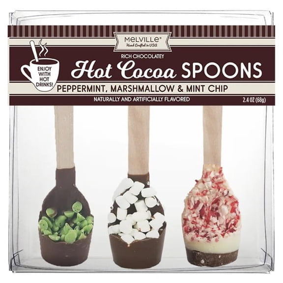 Melville Hot Cocoa Spoons Peppermint, Marshmallow and Mint Chip 3-Count 2.4 oz