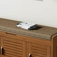 thumbnail image 7 of Shoe Storage Bench, 2-Tier Shoe Cabinet with Padded Seat Cushion and Storage Box, Bamboo Entryway Bench with 3 Darn Doors (38.2’’(L) x 14.4’’(W) x 19.7’’(H)), 7 of 7