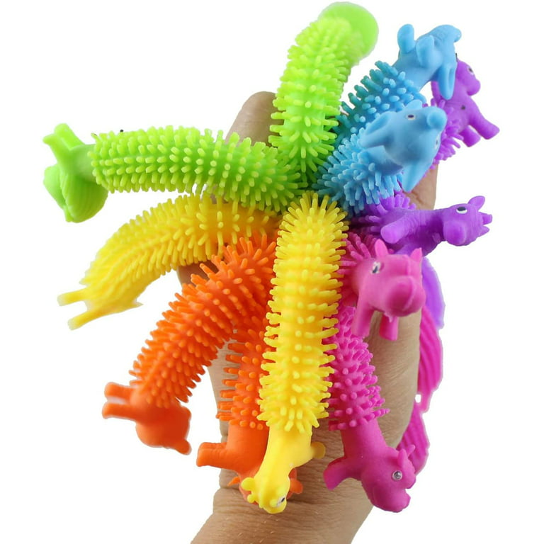 12pcs Cartoon Animal Stretchy Strings Fidget Toy Anxiety Stress Relief Toys  Worm Sensory Toy Gift For Kids Adults