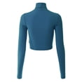 thumbnail image 4 of MixMatchy Women's Long Sleeve Turtle Neck Rib Knit Crop Top, 4 of 7