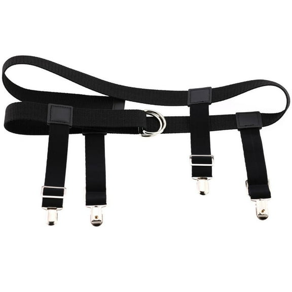 Unisex Man Ladies Stretchy Nylon Adjustable Harness Pants Suspender Garter Belt With Metal Clips