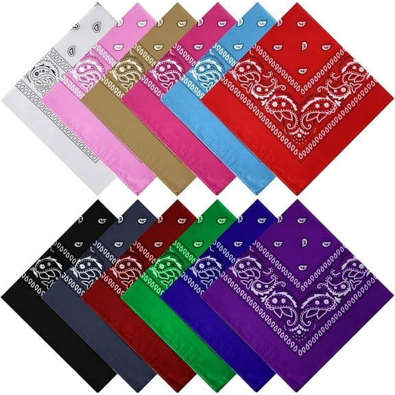 PLULON Bandanas for Men Women 4/12/24/30 Pack, Paisley Pattern Bandana Bulk Headbands Handkerchief Face Mask 100% Polyester