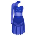 thumbnail image 3 of MSemis Women Modern Lyrical Dance Dress Single Sleeve Ballet Ballroom Dresses Royal Blue M, 3 of 5