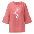 thumbnail image 4 of ICHUANYI Clearance Women Summer Sexy Print Regular Button Round Neck Short Sleeve Women Short Sleeves Top(Pink, M) ICHUANYI WER2023081100585, 4 of 5