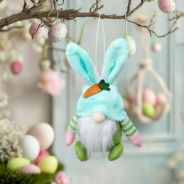 Muñeco enano de gnomo de conejo de Pascua, decoración colgante de escritorio, figura de dibujos animados para la configuración y decoración de escenas de festivales.