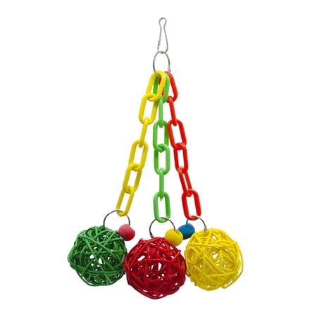 Parrot Bird Chewing Toy,Hanging Parrot Swing Interactive Toys,Bird Supplies Tearing Toy Wood Rattan Ball for Budgie Parrot Lovebirds Conures