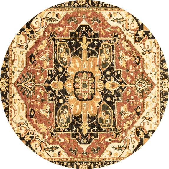 Ahgly Company Indoor Round Abstract Brown Modern Area Rugs, 6' Round