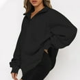 thumbnail image 4 of Autumn Winter Sweatshirts for Women Pull-up Oversize Fit Solid Color Womens Hoodies with Long Sleeves V Neck Breathable Athleisure Casual Cozy Workout Streetwear, 4 of 7