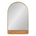 thumbnail image 3 of Kate and Laurel Schuyler Arched Wall Mirror with Hooks, 20 x 31, Gold and Natural Wood, Decorative Modern Mirror with Hooks for Storage and Display, 3 of 8