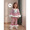thumbnail image 3 of Spewahor Toddler Baby Girl Christmas Santa Outfits 6 12 18 24 Months 2T 3T 4T Plush Patchwork Round Neck Tops + Elastic Waist Flare Pants, 3 of 9