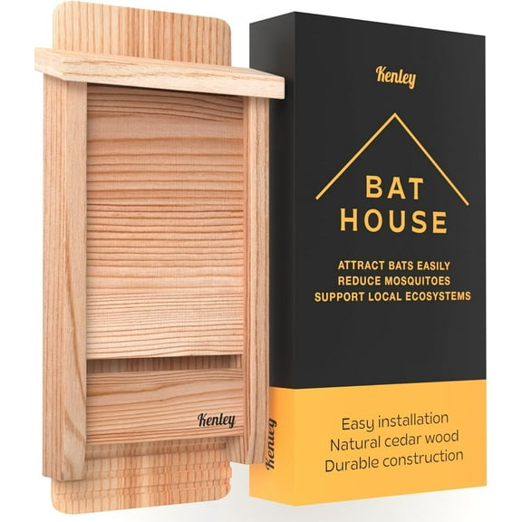 Bat House - Handcrafted Bat Box for Outside from Cedar Wood - Weatherproof Bat Houses for Outdoors - Bat Boxes Designed to Attract Bats - Easy for Bats to Land and Roost - Quick Installation