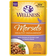 Wellness Healthy Indulgence Natural Grain Free Wet Cat Food, Morsels Chicken & Chicken, 3-Ounce Pouch (Pack of 24)