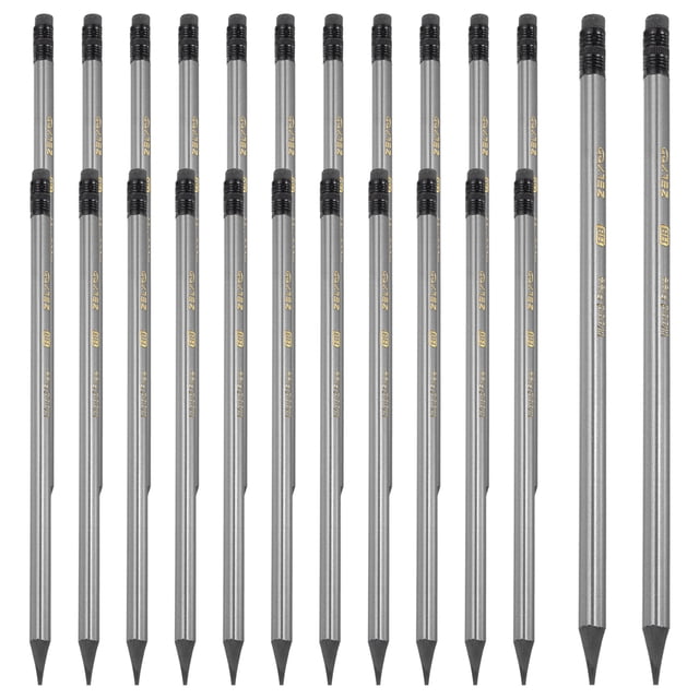 Uxcell Crayons Ronds, 24 Pcs Crayon Graphite HB avec Gomme, Gris