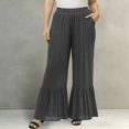 thumbnail image 2 of KHONTS Women's Wide Leg Pants Flowy Boho Elastic High Waist Ruffle Hem Palazzo Pants Plus Size Pleated Vacation Pants GY1 XXXL, 2 of 4