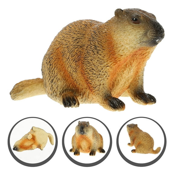 OUNONA 2pcs Plastic Groundhog Figure Decoration For Lawn Animal Decor Home Supplies With Realistic Details Plastic Groundhog Model