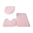 thumbnail image 2 of Bathroom Rugs Bath Rugs Bathroom Rug Set of 3 Soft Anti-Slip Bath Mats U-Shaped Contour Toilet Rug Lid Cover Bathroom Accessories, Pink, 2 of 6