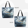 thumbnail image 2 of Fuzoiu Fantasy Swan Yacht Design Print Durable Tote Bag,Shoulder Bag with Zipper Closure,Casual Tote's Handbag,for Daily Use, Shopping, School, Work, 2 of 7