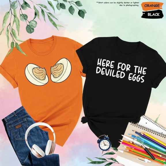 Here For The Deviled Eggs Shirt, Couple Matching Thanksgiving Shirts, Funny Couple Thanksgiving Shirt