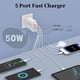 thumbnail image 2 of Cargador de pared USB C sccvee 50 W con carga rápida de 5 puertos, 2 of 7