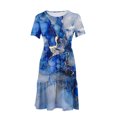 thumbnail image 6 of Viikei Sundresses for Women Casual Summer,Fashion Women's Summer Casual Short Sleeve Round-Neck Knee-High Pocket Dress Blue S, 6 of 6