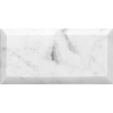 40 pack White 3 in. x 6 in. Beveled Polished Marble Subway Wall and Floor Tile (5 sq. ft./Case)