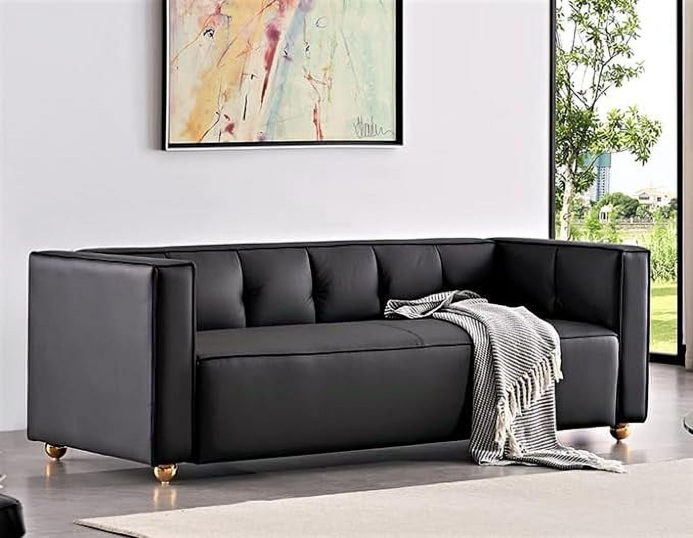 Velvet Sofa with Tufted Low Back Design, Elegant 3 Seater Couch