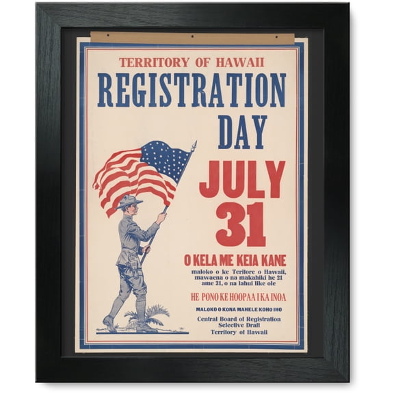 Framed Print: Territory Of Hawaii Registration Day July 31