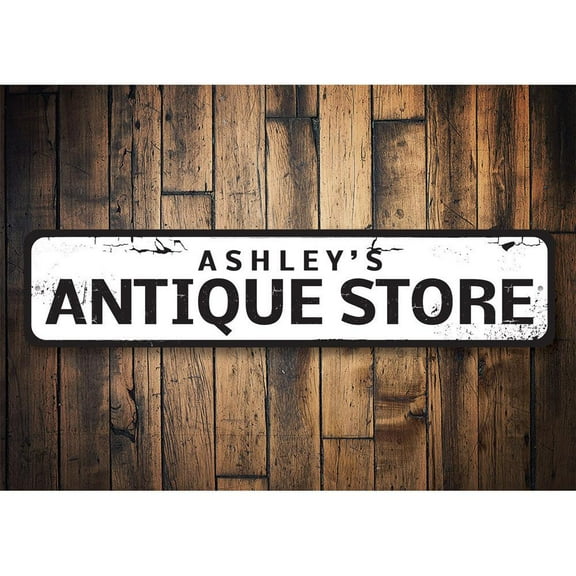 Antique Store Novelty Sign, Metal Wall Decor - 4x18 inches