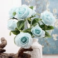 thumbnail image 4 of Zcyifa artificial flower Simulation Flowers Silk Flowers Artificial 7 Heads Rose Bouquet for Home Bridal Wedding Party Festival Decor (Sky-blue), 4 of 10