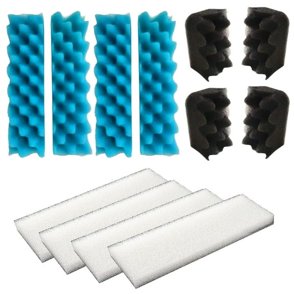 Qzbhct 4 Pcs Black Bio-Foam, 4 Blue Foam Max Filter, 4 White Foam Filter Kit for Fluval 406/407 Canister Filtration Systems
